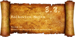 Balkovics Netta névjegykártya